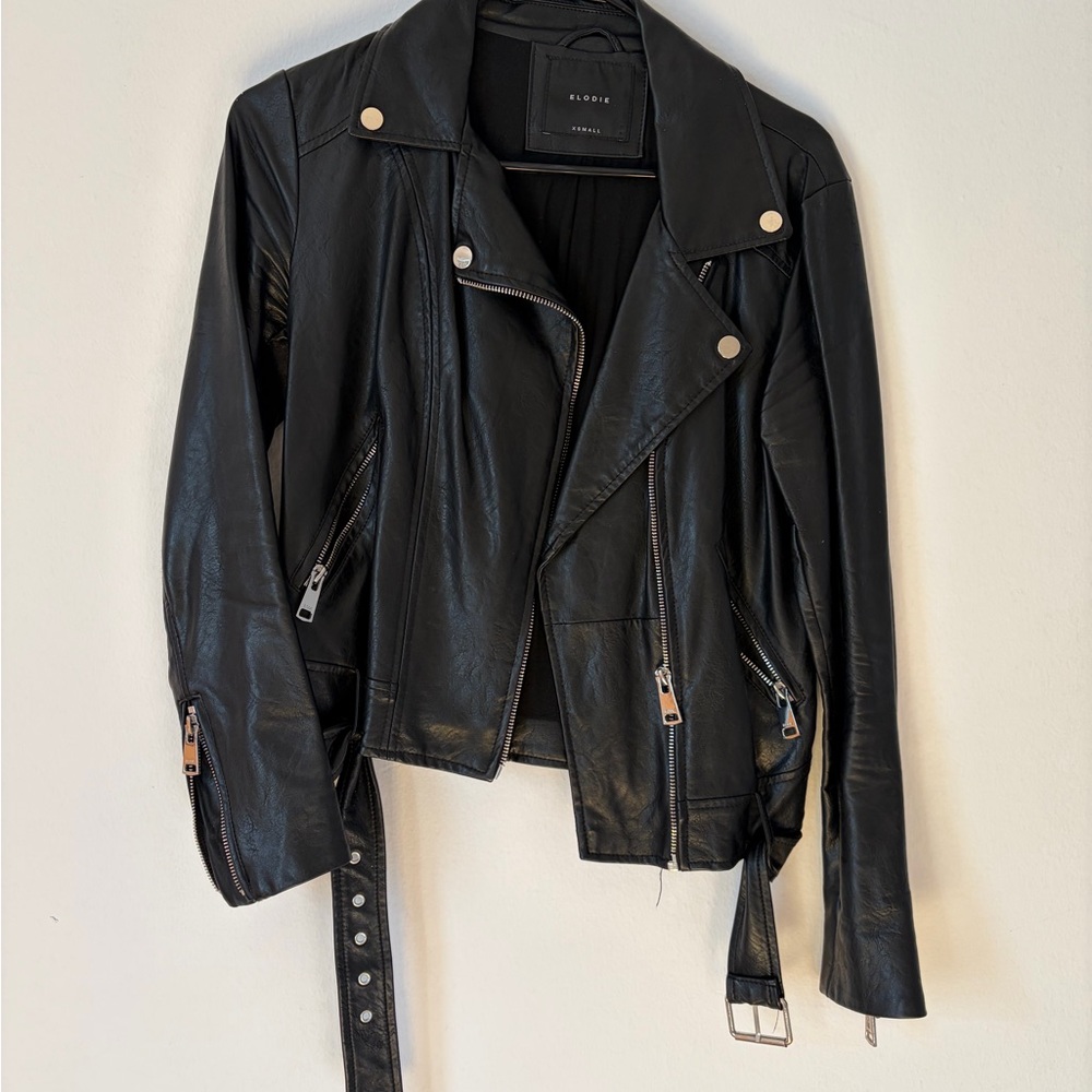 Elodie Black Leather Biker Jacket